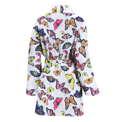 Spring Butterfly Pattern Print Women's Bathrobe