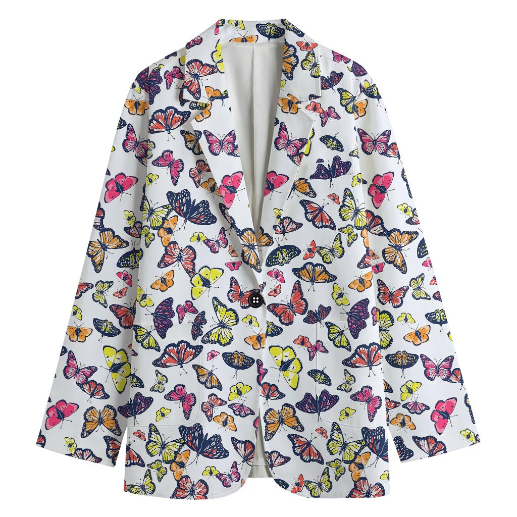 Spring Butterfly Pattern Print Women's Blazer