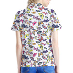 Spring Butterfly Pattern Print Women's Polo Shirt