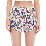 Spring Butterfly Pattern Print Women's Split Running Shorts