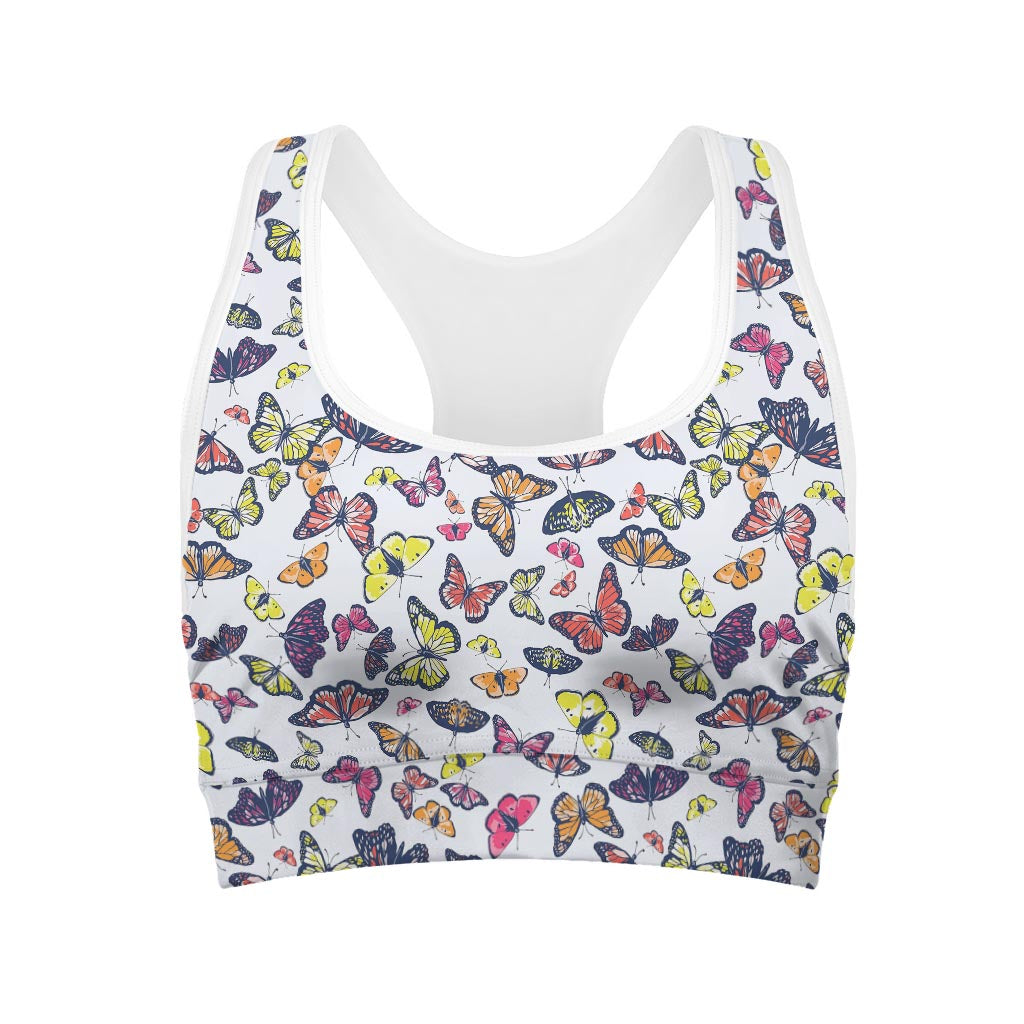 Spring Butterfly Pattern Print Women's Sports Bra