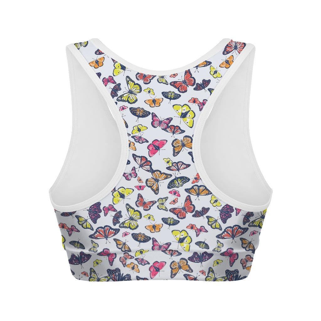 Spring Butterfly Pattern Print Women's Sports Bra