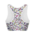 Spring Butterfly Pattern Print Women's Sports Bra