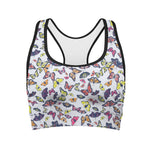 Spring Butterfly Pattern Print Women's Sports Bra