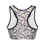 Spring Butterfly Pattern Print Women's Sports Bra