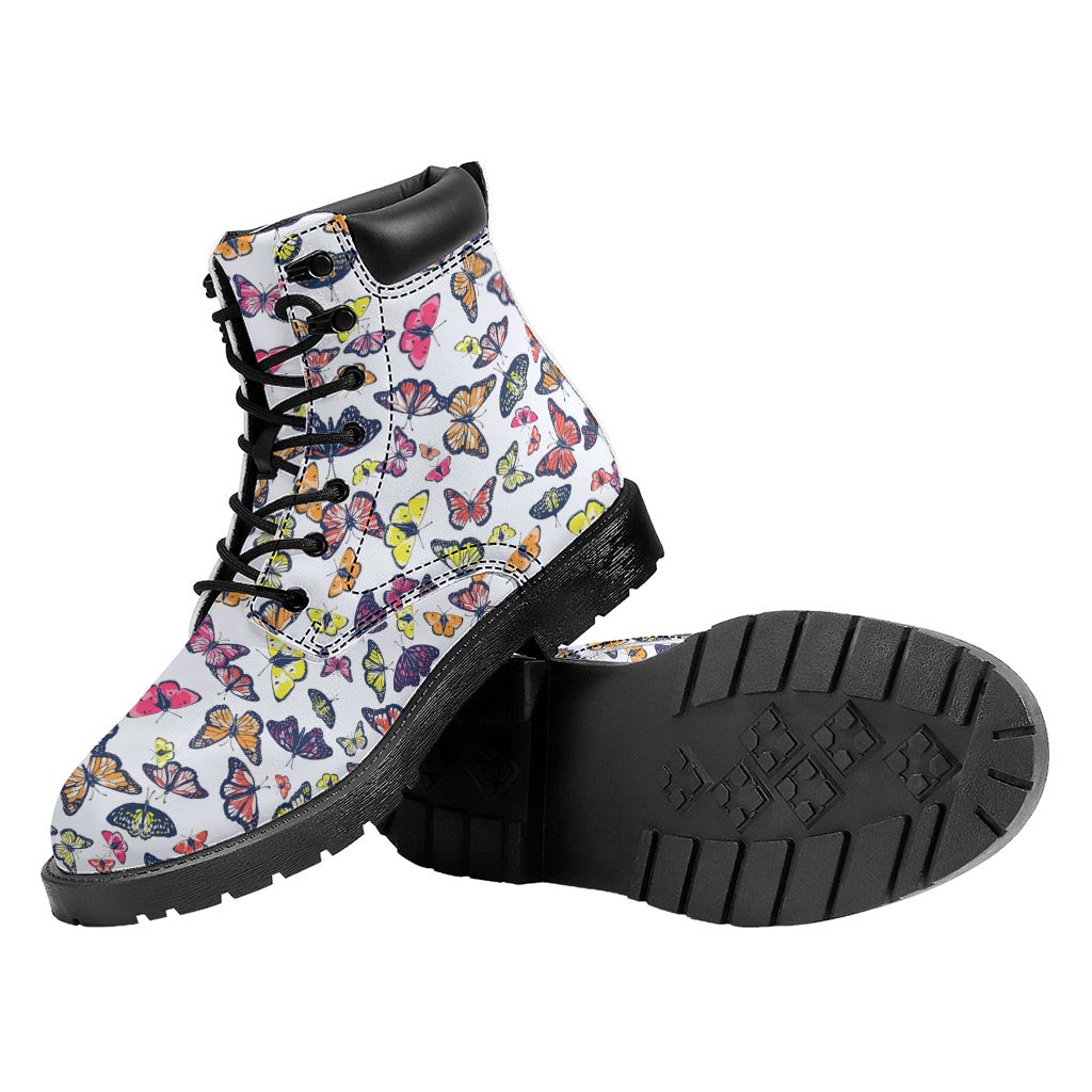 Spring Butterfly Pattern Print Work Boots