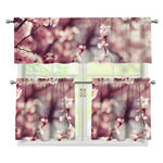 Spring Cherry Blossom Print 3 Piece Kitchen Curtains