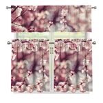 Spring Cherry Blossom Print 3 Piece Kitchen Curtains