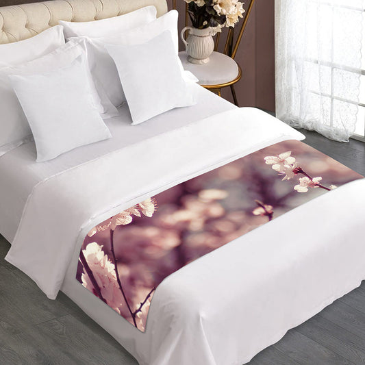 Spring Cherry Blossom Print Bed Runner