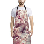 Spring Cherry Blossom Print Bib Apron With Pocket