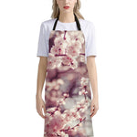 Spring Cherry Blossom Print Bib Apron With Pocket