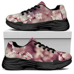 Spring Cherry Blossom Print Black Chunky Shoes