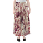Spring Cherry Blossom Print Chiffon Maxi Skirt