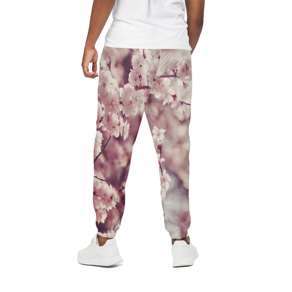Spring Cherry Blossom Print Cotton Pants