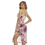 Spring Cherry Blossom Print Cross Back Cami Dress