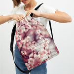 Spring Cherry Blossom Print Drawstring Backpack