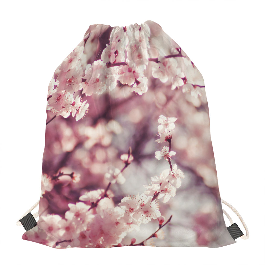 Spring Cherry Blossom Print Drawstring Bag
