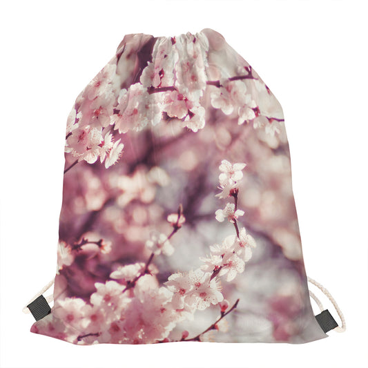Spring Cherry Blossom Print Drawstring Bag