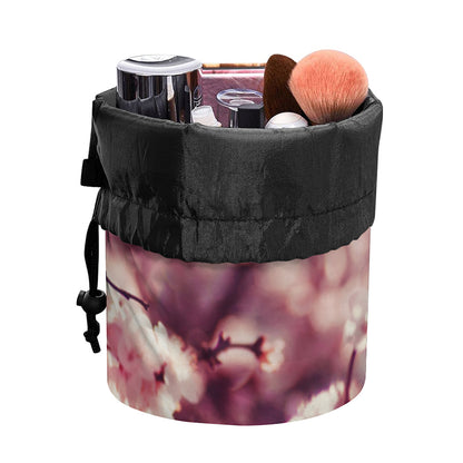 Spring Cherry Blossom Print Drawstring Makeup Bag