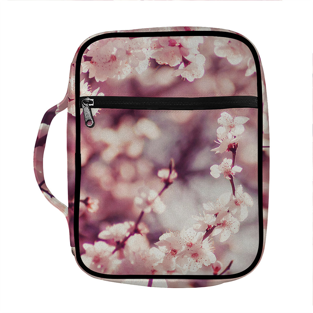 Spring Cherry Blossom Print Front Pocket Bible Bag