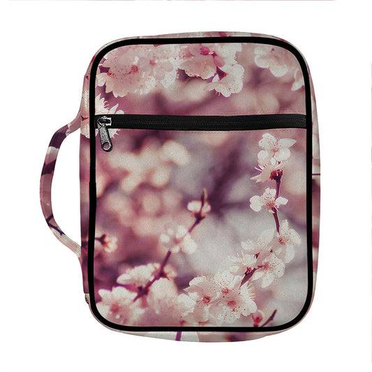 Spring Cherry Blossom Print Front Pocket Bible Bag