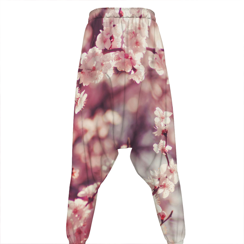 Spring Cherry Blossom Print Hammer Pants
