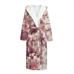 Spring Cherry Blossom Print Hooded Bathrobe