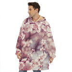 Spring Cherry Blossom Print Hoodie Blanket