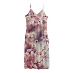 Spring Cherry Blossom Print Jersey Midi Cami Dress