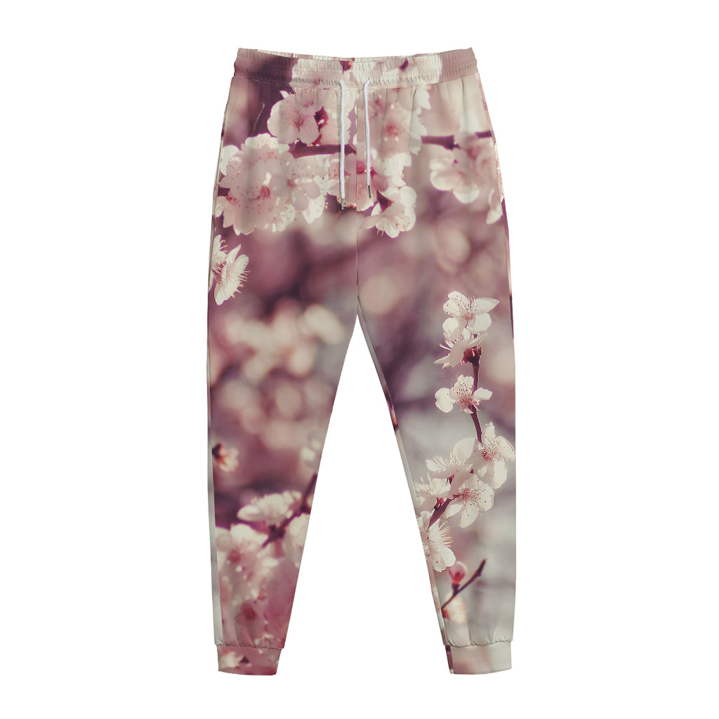 Spring Cherry Blossom Print Jogger Pants