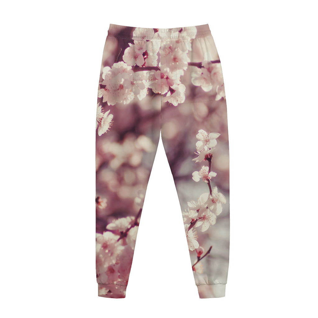 Spring Cherry Blossom Print Jogger Pants