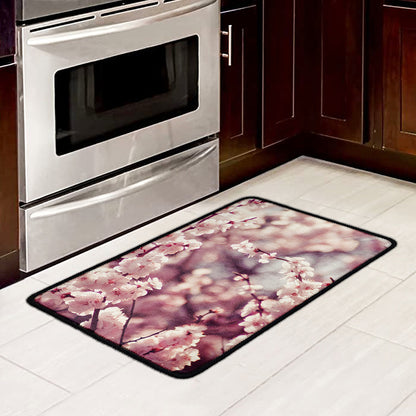 Spring Cherry Blossom Print Kitchen Mat