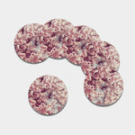 Spring Cherry Blossom Print Leather Coaster Set
