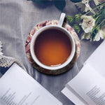 Spring Cherry Blossom Print Leather Coaster Set