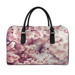 Spring Cherry Blossom Print Leather Duffle Bag