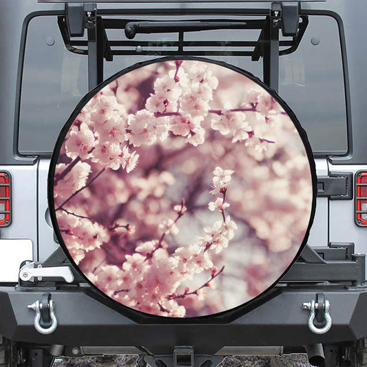 Spring Cherry Blossom Print Leather Spare Tire Cover