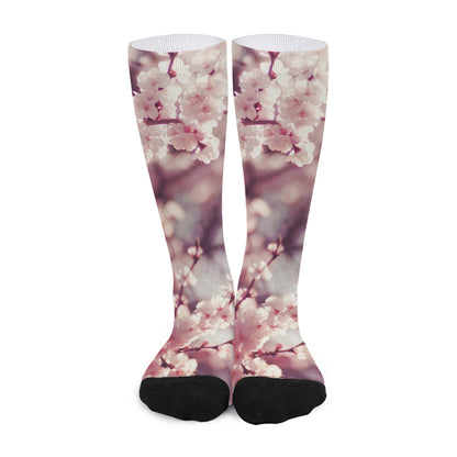 Spring Cherry Blossom Print Long Socks