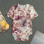 Spring Cherry Blossom Print Men's Bodysuit