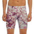 Spring Cherry Blossom Print Men's Long Boxer Briefs