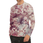 Spring Cherry Blossom Print Men's Long Sleeve Rash Guard