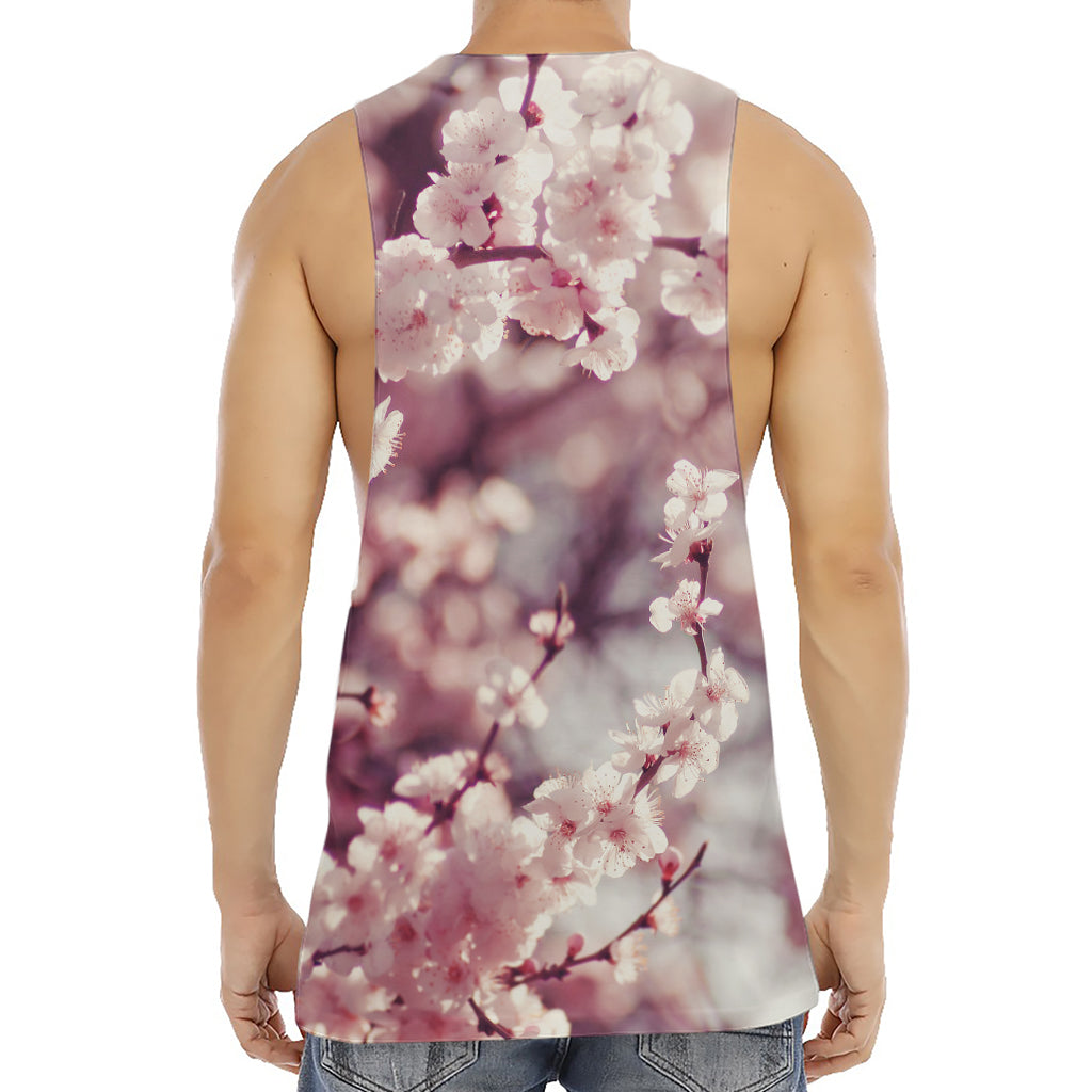 Spring Cherry Blossom Print Men's Muscle Tank Top