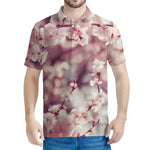 Spring Cherry Blossom Print Men's Polo Shirt