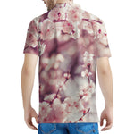 Spring Cherry Blossom Print Men's Polo Shirt