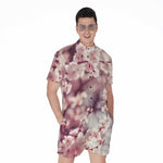 Spring Cherry Blossom Print Men's Rompers