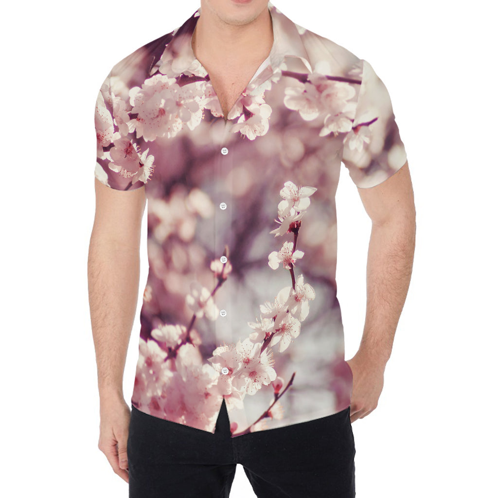 Spring Cherry Blossom Print Men's Shirt