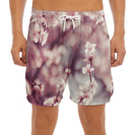 Spring Cherry Blossom Print Men's Split Running Shorts