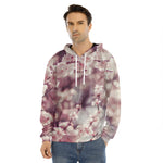 Spring Cherry Blossom Print Men's Velvet Pullover Hoodie