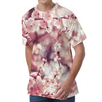 Spring Cherry Blossom Print Men's Velvet T-Shirt