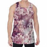Spring Cherry Blossom Print Men's Velvet Tank Top