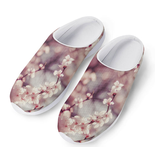 Spring Cherry Blossom Print Mesh Casual Shoes